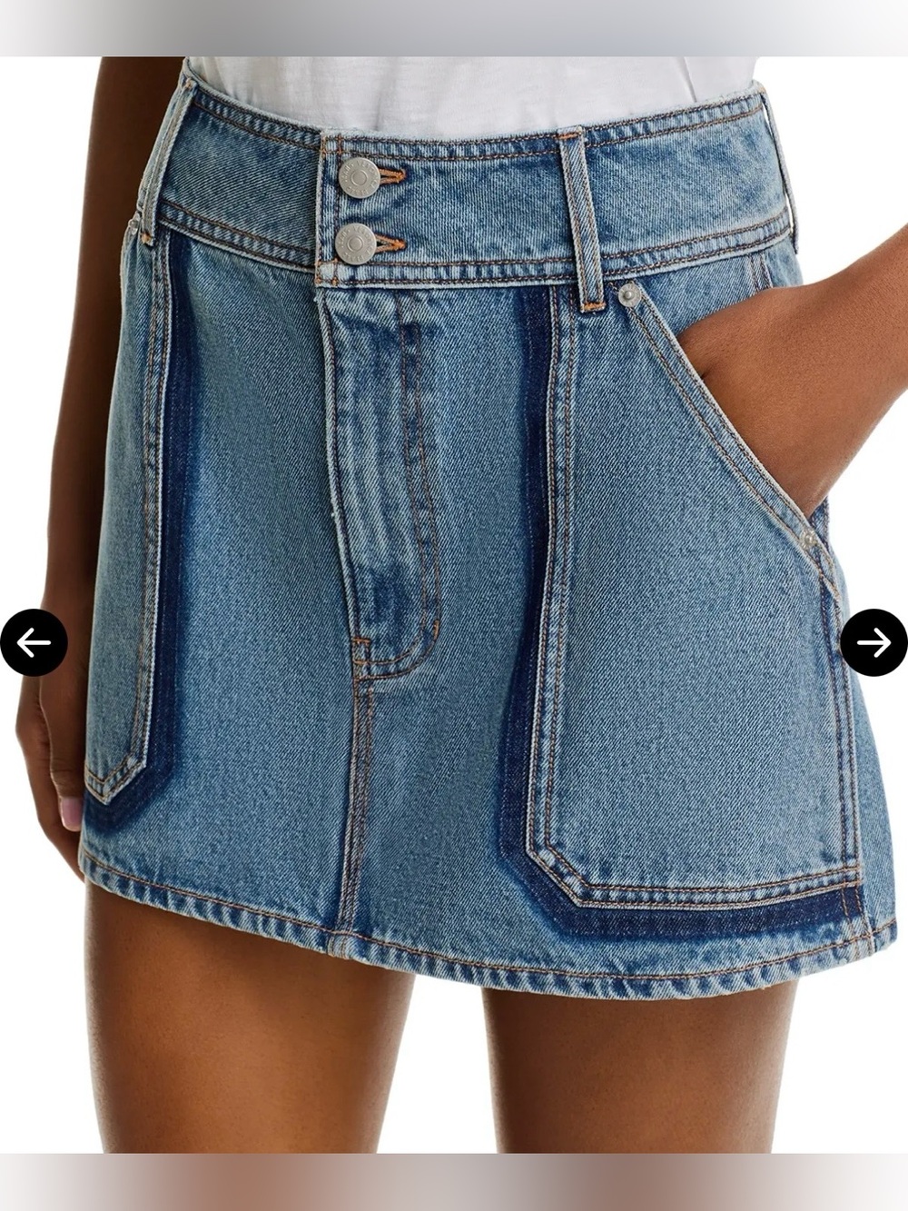 NWT Veronica Beard Vilma Two-Tone Blue Denim Mini Skirt